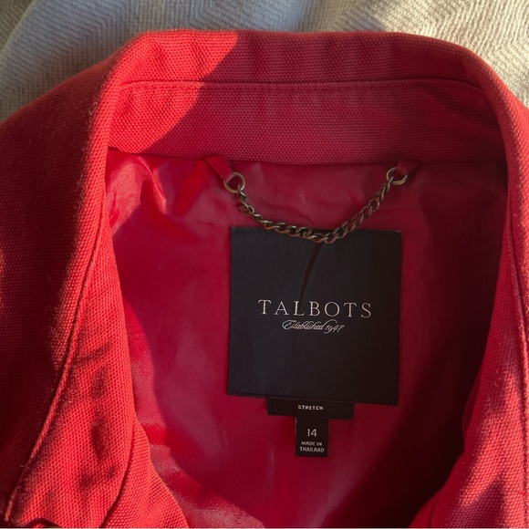 Talbots Red Cotton Trench Coat - Picture 4 of 7